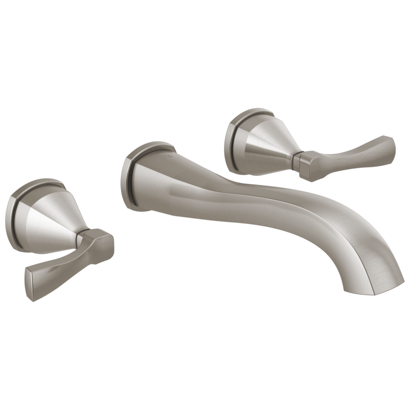 DELTA Stryke Two Handle Wall Mount Bathroom Faucet Trim — Lumicoat® Stainless