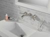 DELTA Stryke Two Handle Wall Mount Bathroom Faucet Trim — Lumicoat® Stainless