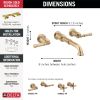 DELTA Broderick Two Handle Wall Mount Bathroom Faucet Trim - Less Handles — Lumicoat® Champagne Bronze