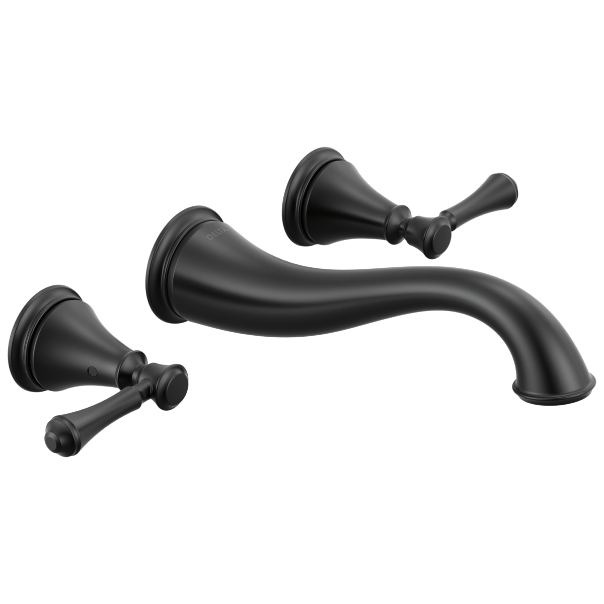 DELTA Cassidy Two Handle Wall-Mount Bathroom Faucet Trim — Matte Black