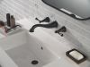 DELTA Cassidy Two Handle Wall-Mount Bathroom Faucet Trim — Matte Black