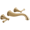 DELTA Cassidy Two Handle Wall Mount Bathroom Faucet Trim — Champagne Bronze