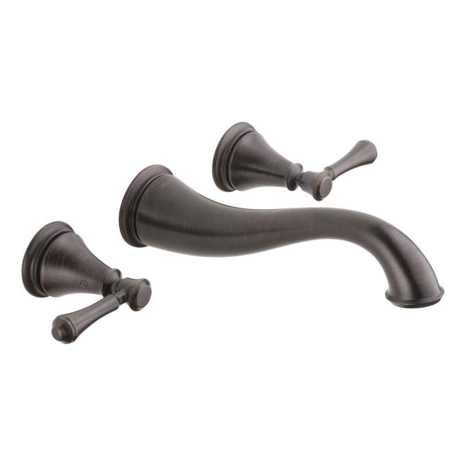 DELTA Cassidy Two Handle Wall Mount Bathroom Faucet Trim — Venetian Bronze