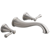 DELTA Cassidy Two Handle Wall Mount Bathroom Faucet Trim — Stainless