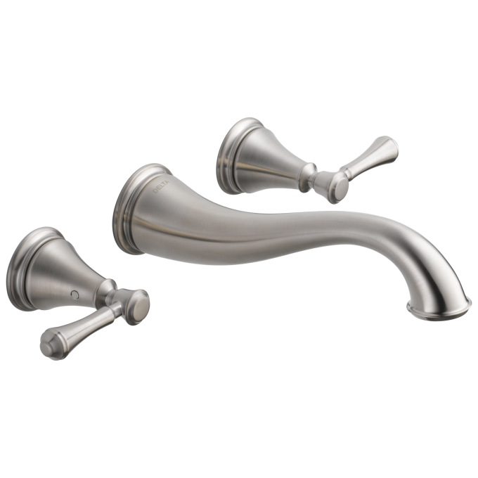 DELTA Cassidy Two Handle Wall Mount Bathroom Faucet Trim — Stainless