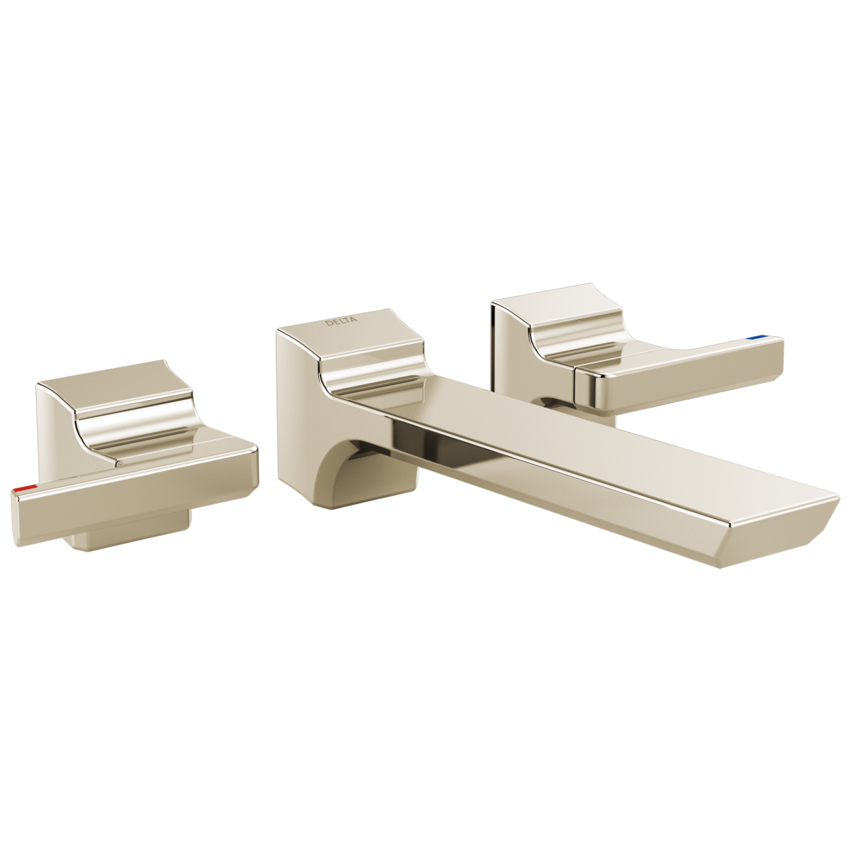 DELTA Pivotal Two Handle Wall Mount Bathroom Faucet Trim — Lumicoat® Polished Nickel