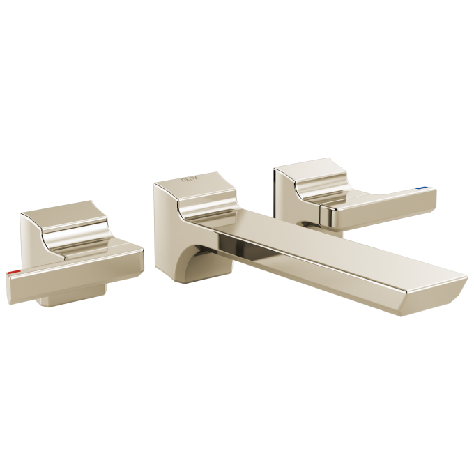 DELTA Pivotal Two Handle Wall Mount Bathroom Faucet Trim — Lumicoat® Polished Nickel