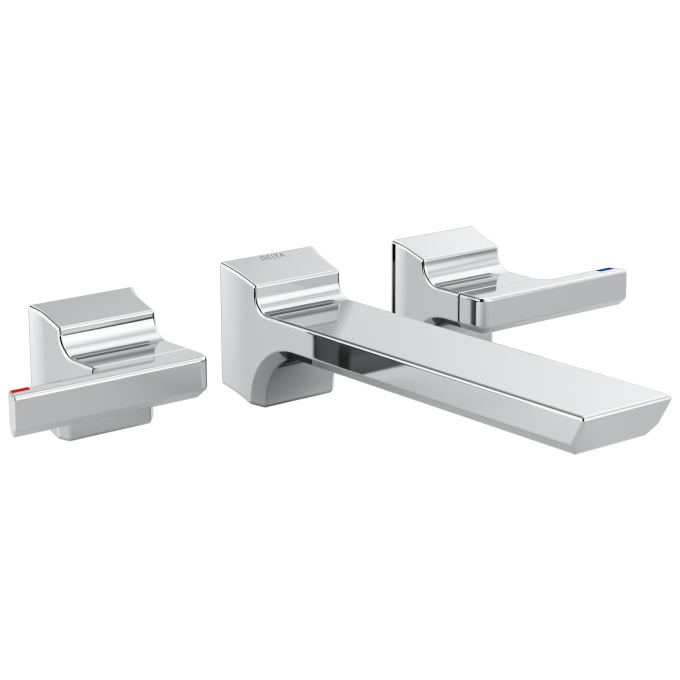 DELTA Pivotal Two Handle Wall Mount Bathroom Faucet Trim — Lumicoat® Chrome
