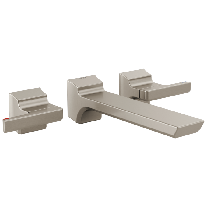 DELTA Pivotal Two Handle Wall Mount Bathroom Faucet Trim — Lumicoat® Stainless