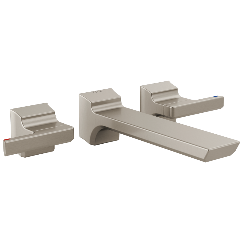 DELTA Pivotal Two Handle Wall Mount Bathroom Faucet Trim — Lumicoat® Stainless