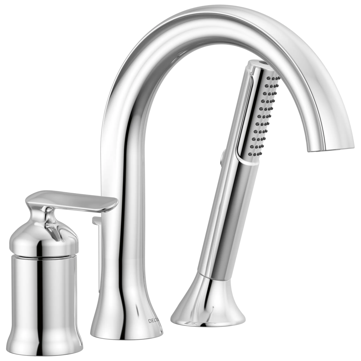 DELTA Bonacci Three Hole Roman Tub Trim with Hand Shower — Lumicoat® Chrome