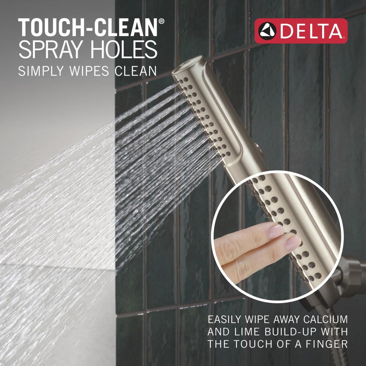 DELTA Bonacci Three Hole Roman Tub Trim with Hand Shower — Lumicoat® Stainless