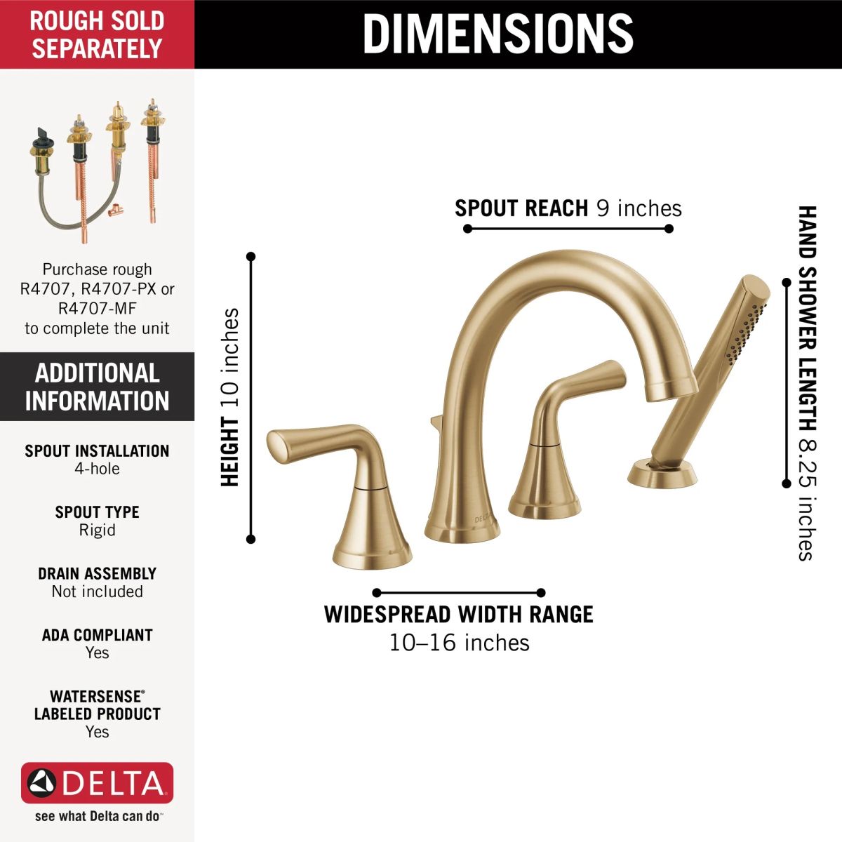 DELTA Kayra Roman Tub Trim With Hand Shower — Champagne Bronze