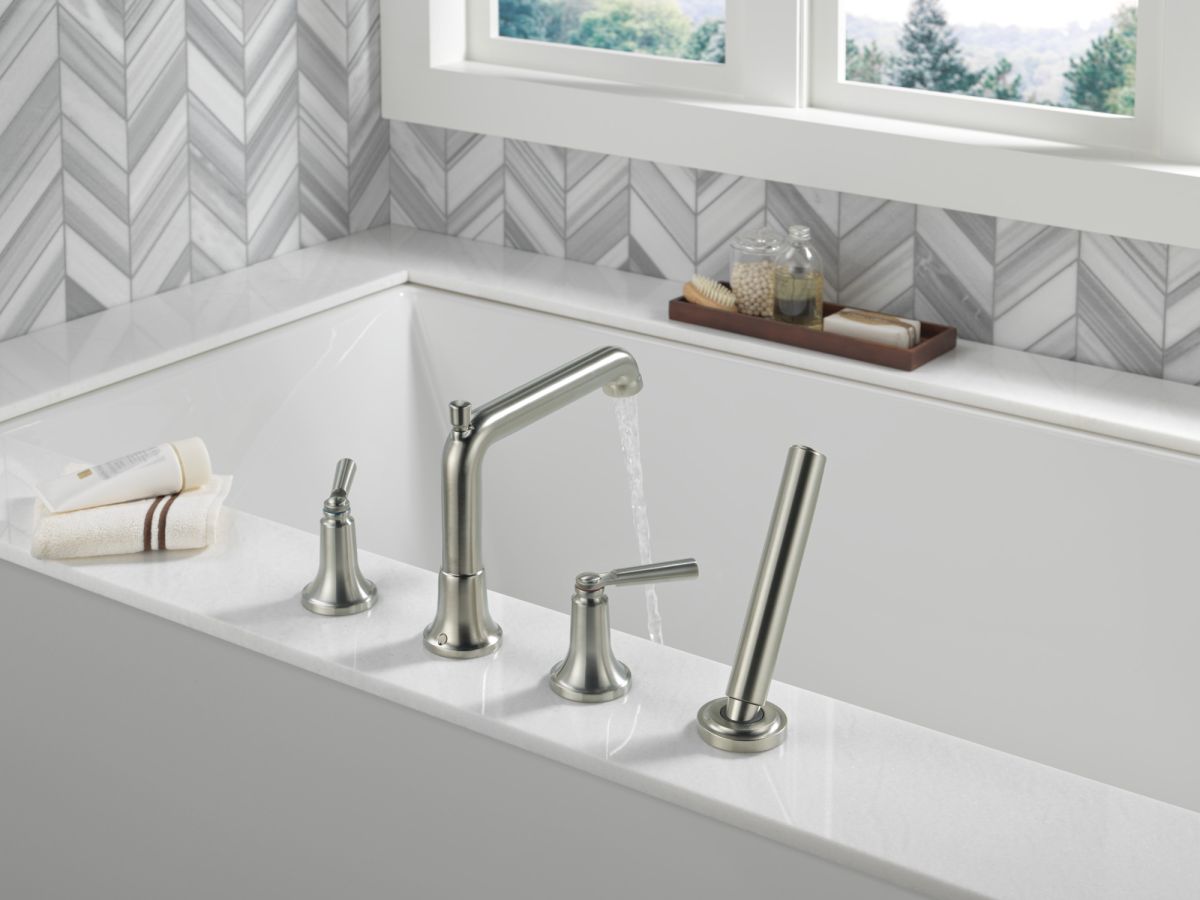 DELTA Saylor Roman Tub Trim with Hand Shower — Stainless