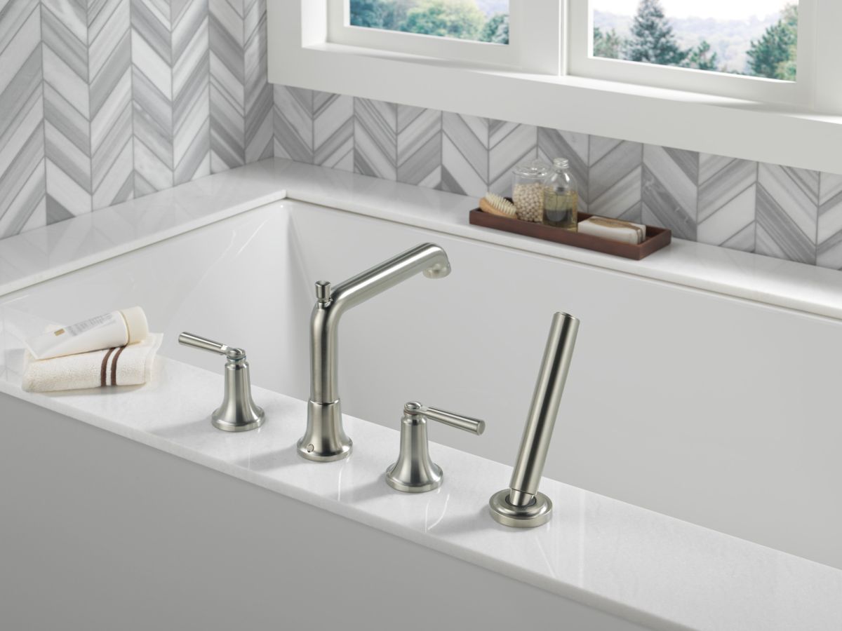 DELTA Saylor Roman Tub Trim with Hand Shower — Stainless