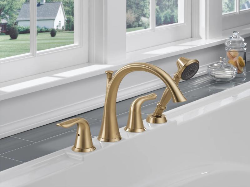 DELTA Lahara Roman Tub with Handshower Trim — Champagne Bronze