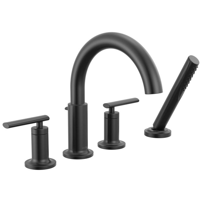 DELTA Altado Roman Tub Trim with Hand Shower — Matte Black