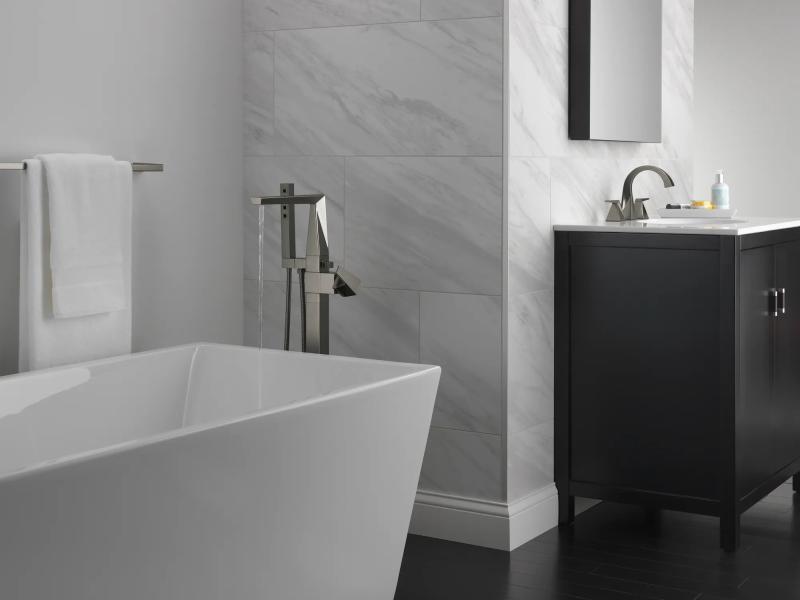 DELTA Trillian Two Handle Widespread Bathroom Faucet — Lumicoat® Black Stainless