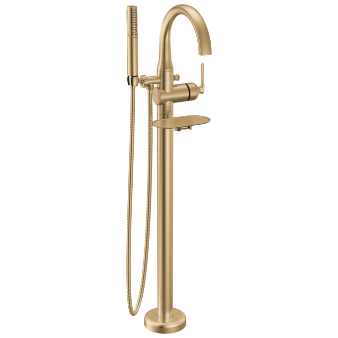 DELTA Bonacci Floor Mount Tub Filler Trim — Lumicoat® Champagne Bronze