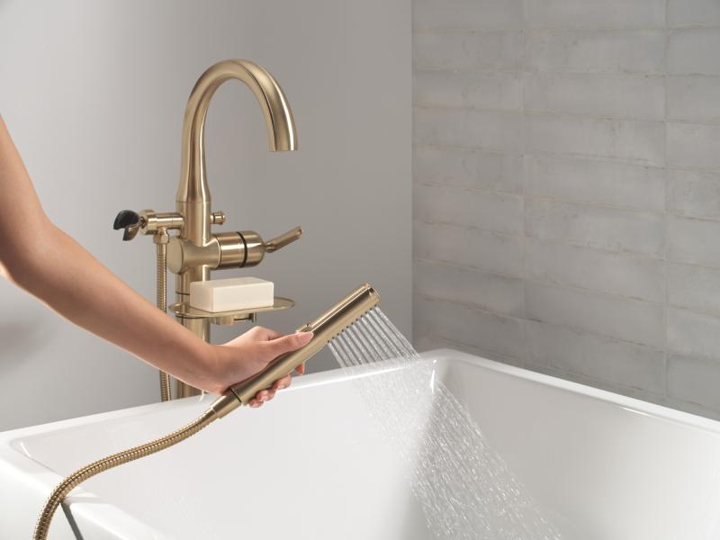DELTA Bonacci Floor Mount Tub Filler Trim — Lumicoat® Champagne Bronze