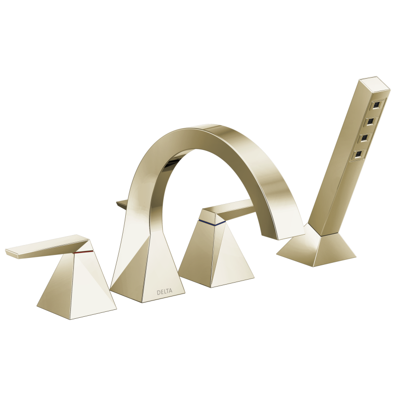 DELTA Trillian Two-Handle Roman Tub Trim with Hand Shower — Lumicoat® Polished Nickel