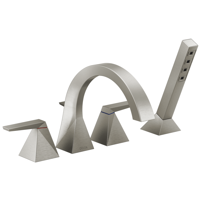 DELTA Trillian Two-Handle Roman Tub Trim with Hand Shower — Lumicoat® Stainless