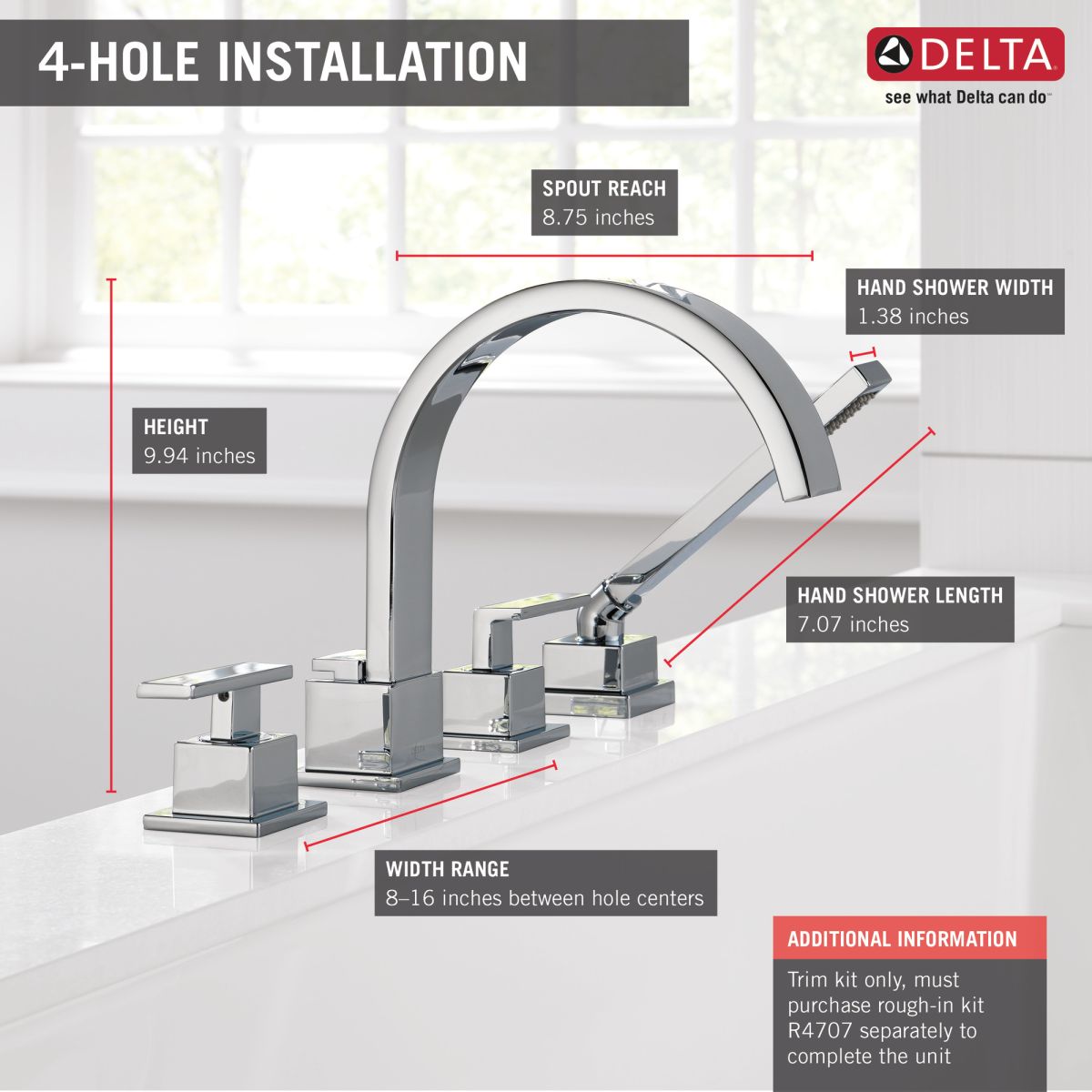 DELTA Vero Roman Tub Trim with Hand Shower — Chrome