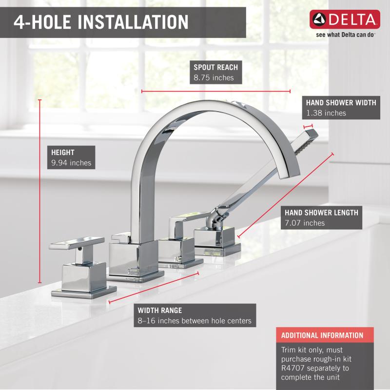 DELTA Vero Roman Tub Trim with Hand Shower — Chrome