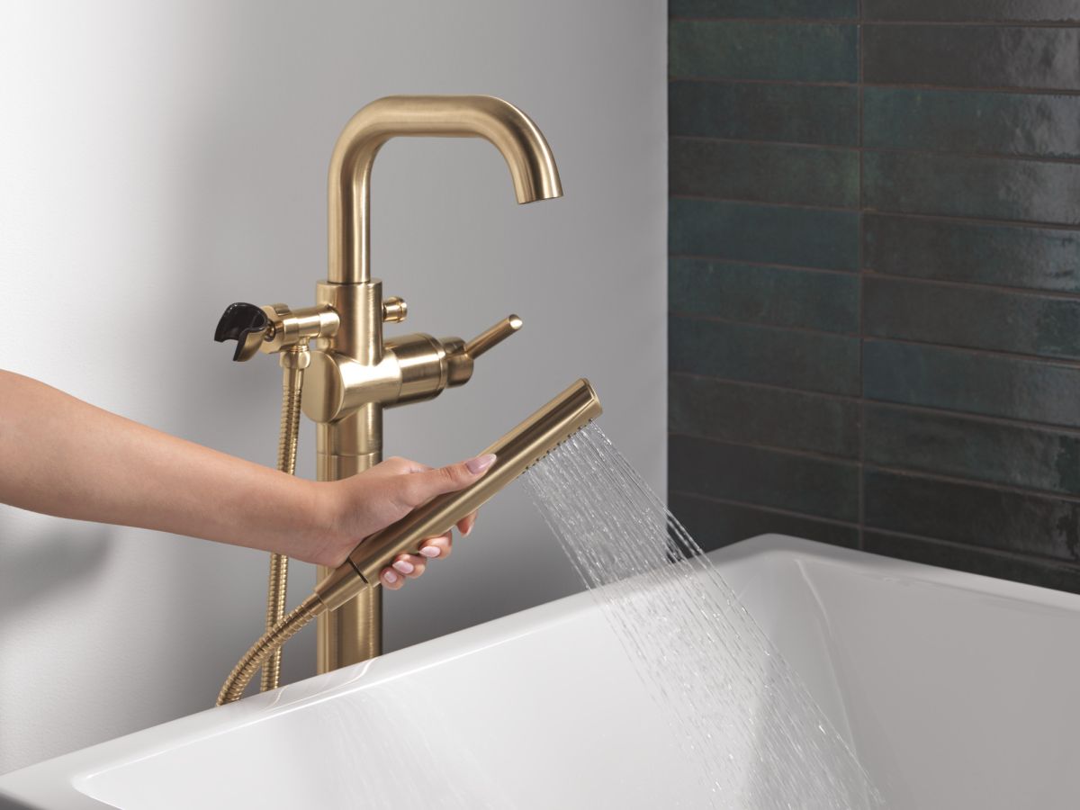 DELTA Trinsic Floor Mount Tub Filler — Champagne Bronze