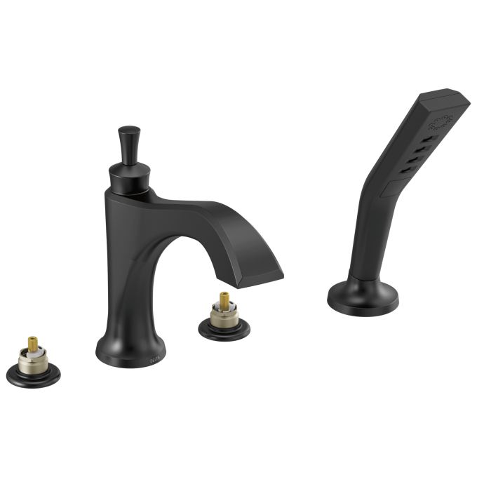 DELTA Dorval Roman Tub with Hand Shower Trim - Less Handles — Matte Black