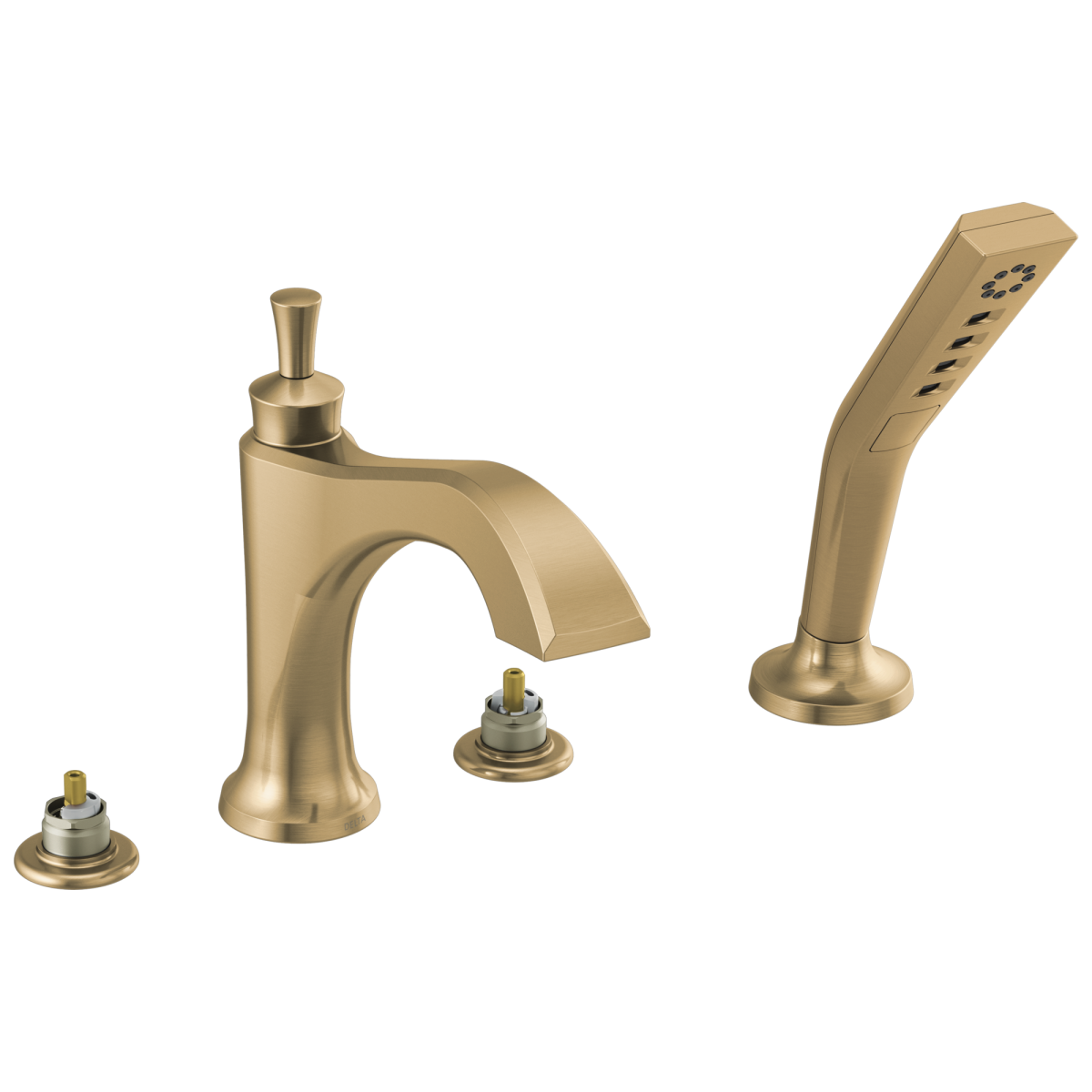 DELTA Dorval Roman Tub with Hand Shower Trim - Less Handles — Champagne Bronze