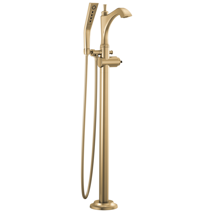 DELTA Dorval Single Handle Floor Mount Tub Filler Trim - Less Handle — Champagne Bronze