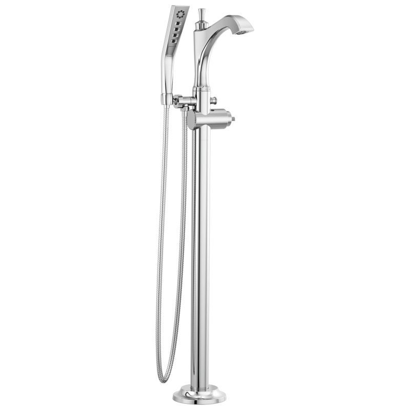 DELTA Dorval Single Handle Floor Mount Tub Filler Trim - Less Handle — Chrome