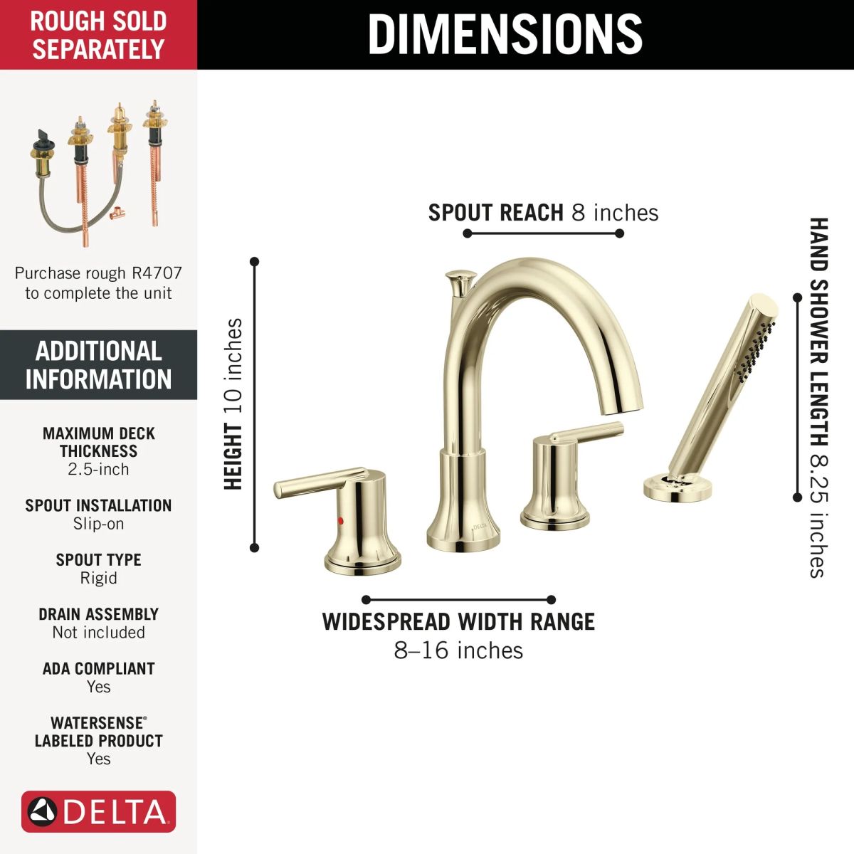 DELTA Trinsic Roman Tub Trim — Polished Nickel