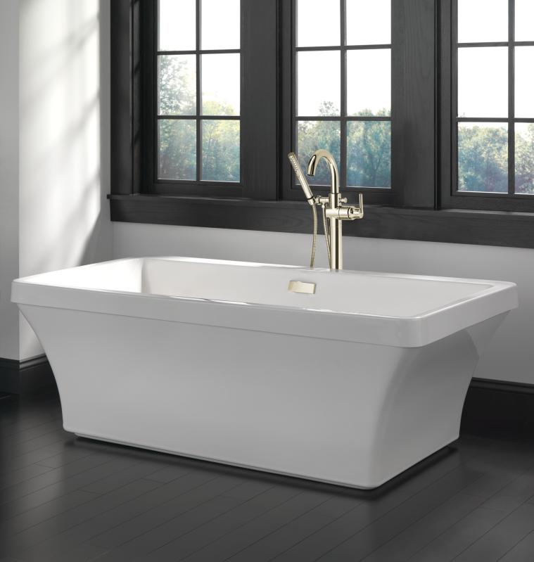 DELTA Trinsic Floor Mount Tub Filler Trim — Polished Nickel