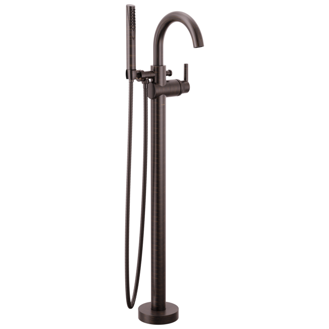 DELTA Trinsic Single Handle Floor Mount Tub Filler Trim with Hand Shower — Venetian Bronze