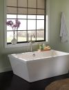 DELTA Trinsic Single Handle Floor Mount Tub Filler Trim with Hand Shower — Stainless