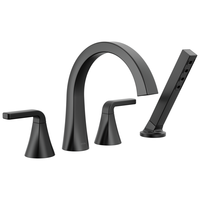 DELTA Lineax Roman Tub Trim with Hand Shower — Matte Black