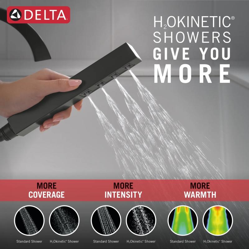 DELTA Lineax Roman Tub Trim with Hand Shower — Matte Black