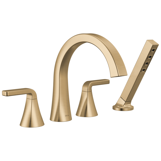 DELTA Lineax Roman Tub Trim with Hand Shower — Champagne Bronze