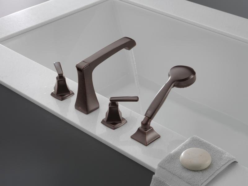 DELTA Ashlyn Roman Tub with Hand Shower Trim — Venetian Bronze