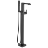 DELTA Ara Single Handle Floor Mount Tub Filler Trim with Hand Shower — Matte Black