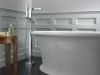 DELTA Ara Single Handle Floor Mount Tub Filler Trim with Hand Shower — Chrome