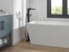 DELTA Ara Single Handle Floor Mount Channel Spout Tub Filler Trim with Hand Shower — Matte Black
