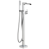 DELTA Ara Single Handle Floor Mount Channel Spout Tub Filler Trim with Hand Shower — Chrome