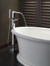 DELTA Ara Single Handle Floor Mount Channel Spout Tub Filler Trim with Hand Shower — Chrome