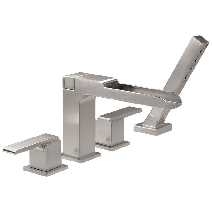 DELTA Ara Channel Roman Tub With Hand Shower Trim — Stainless