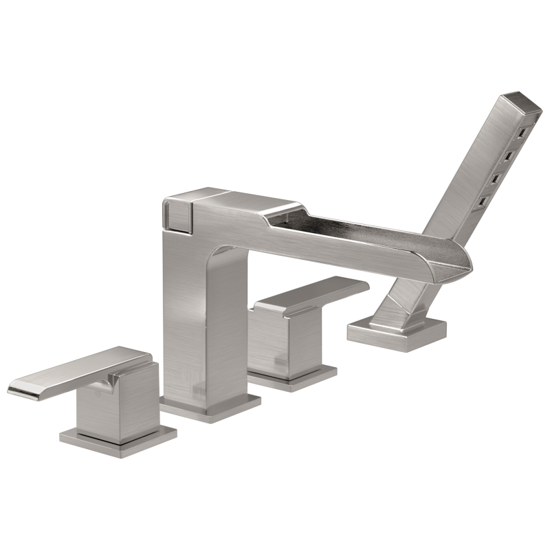 DELTA Ara Channel Roman Tub With Hand Shower Trim — Stainless