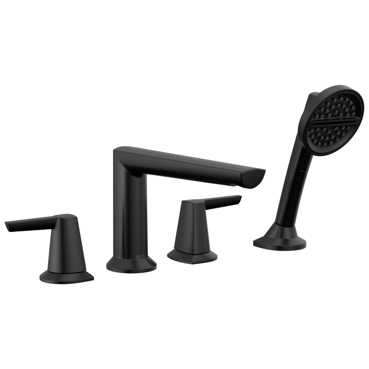 DELTA Galeon 4-Hole Roman Tub Trim with Hand Shower — Matte Black
