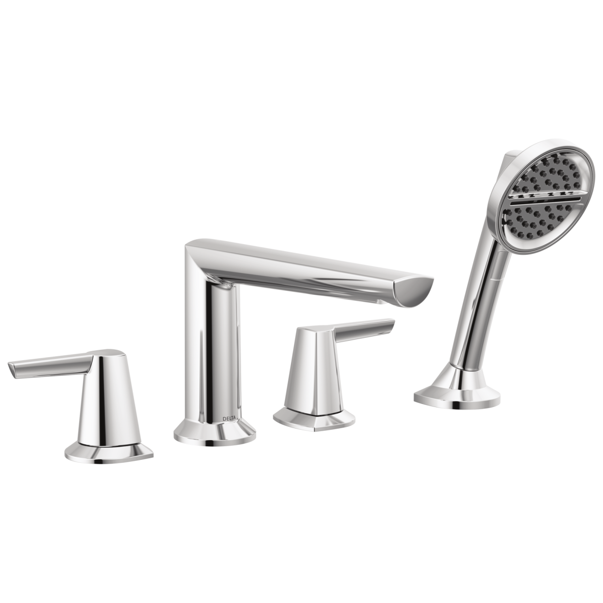 DELTA Galeon 4-Hole Roman Tub Trim with Hand Shower — Lumicoat® Chrome